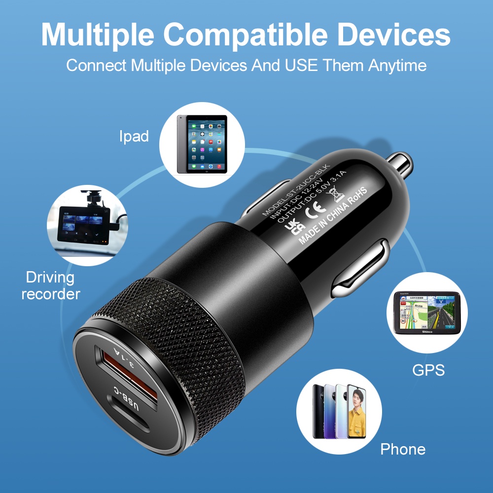 Carregador de carro USB de 66W - Usb C Cable avaliação e preço